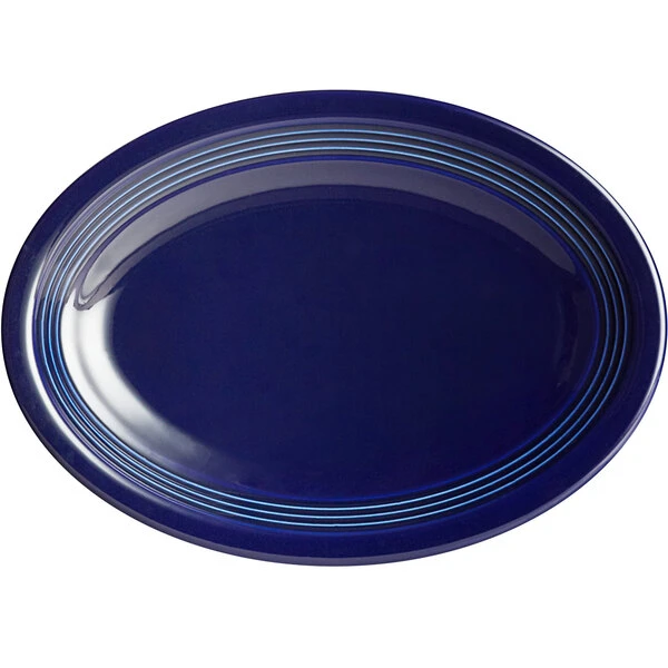 Sample - Acopa Capri 9 3/4" X 7" Deep Sea Cobalt Oval Stoneware Coupe Platter 2 Sample - Acopa Capri 9 3/4" X 7" Deep Sea Cobalt Oval Stoneware Coupe Platter - Image 2