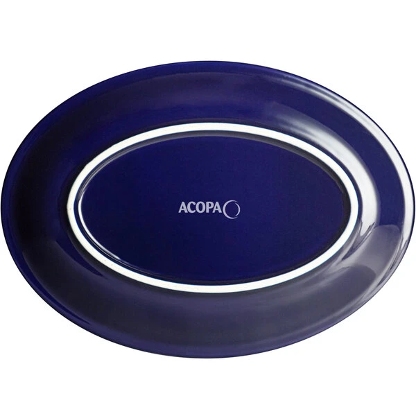 Sample - Acopa Capri 9 3/4" X 7" Deep Sea Cobalt Oval Stoneware Coupe Platter 3 Sample - Acopa Capri 9 3/4" X 7" Deep Sea Cobalt Oval Stoneware Coupe Platter - Image 3