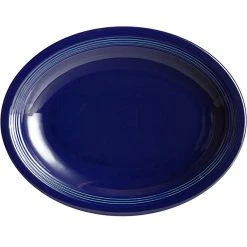 Alternative view of Sample - Acopa Capri 13 3/4" X 10 1/2" Deep Sea Cobalt Oval Stoneware Coupe Platter