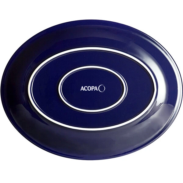 Sample - Acopa Capri 13 3/4" X 10 1/2" Deep Sea Cobalt Oval Stoneware Coupe Platter 3 Sample - Acopa Capri 13 3/4" X 10 1/2" Deep Sea Cobalt Oval Stoneware Coupe Platter - Image 3