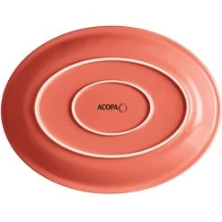 Acopa Capri 13 3/4" X 10 1/2" Coral Reef Oval Stoneware Coupe Platter - 12/Case -Acopa Sales 2223699