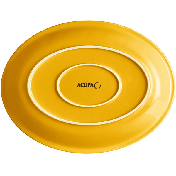 Acopa Capri 13 3/4" X 10 1/2" Mango Orange Oval Stoneware Coupe Platter - 12/Case 3 Acopa Capri 13 3/4" X 10 1/2" Mango Orange Oval Stoneware Coupe Platter - 12/Case - Image 3