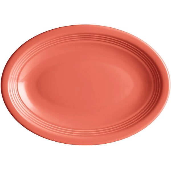 Sample - Acopa Capri 9 3/4" X 7" Coral Reef Oval Stoneware Coupe Platter 2 Sample - Acopa Capri 9 3/4" X 7" Coral Reef Oval Stoneware Coupe Platter - Image 2