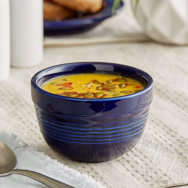 Acopa Capri 8 Oz. Deep Sea Cobalt Stoneware Bouillon - 36/Case 1 Acopa Capri 8 Oz. Deep Sea Cobalt Stoneware Bouillon - 36/Case