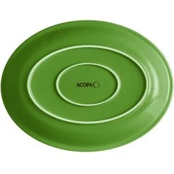 Alternative view of Acopa Capri 13 3/4" X 10 1/2" Palm Green Oval Stoneware Coupe Platter - 12/Case