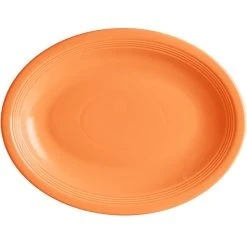 Alternative view of Acopa Capri 13 3/4" X 10 1/2" Valencia Orange Oval Stoneware Coupe Platter - 12/Case