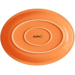 Acopa Capri 13 3/4" X 10 1/2" Valencia Orange Oval Stoneware Coupe Platter - 12/Case -Acopa Sales 2227407