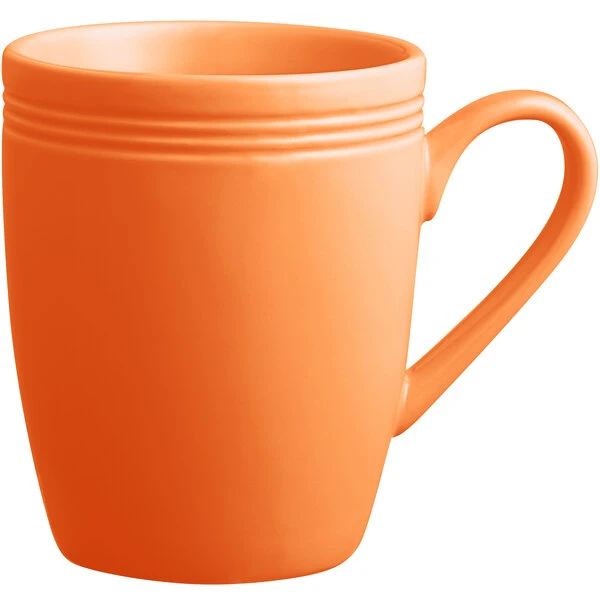 Acopa Capri 12 Oz. Valencia Orange Stoneware Mug - 24/Case 2 Acopa Capri 12 Oz. Valencia Orange Stoneware Mug - 24/Case - Image 2