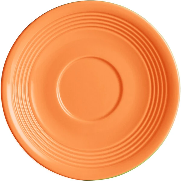 Acopa Capri 6" Valencia Orange Stoneware Saucer - 36/Case 2 Acopa Capri 6" Valencia Orange Stoneware Saucer - 36/Case - Image 2