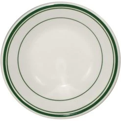 Alternative view of International Tableware Verona 3.5 Oz. Ivory (American White) Stoneware Fruit Bowl With Green Bands - 36/Case