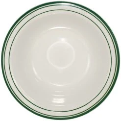 Alternative view of International Tableware Verona 13 Oz. Ivory (American White) Stoneware Grapefruit Bowl With Green Bands - 36/Case