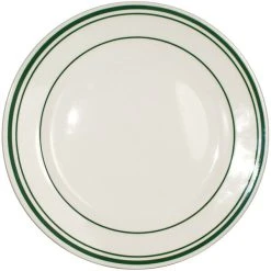 Alternative view of International Tableware Verona 6 5/8" Ivory (American White) Stoneware Plate With Green Bands - 36/Case
