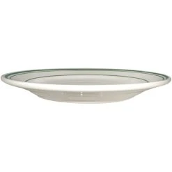 International Tableware Verona 7 1/8" Ivory (American White) Stoneware Plate With Green Bands - 36/Case
