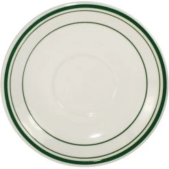 Alternative view of International Tableware Verona 5 1/8" Ivory (American White) Stoneware Saucer With Green Bands - 36/Case