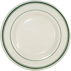 Alternative view of International Tableware Verona 26 Oz. Ivory (American White) Stoneware Pasta Bowl With Green Bands - 12/Case