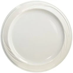International Tableware York 6 1/4" Ivory (American White) Embossed Wide Rim Stoneware Plate - 36/Case