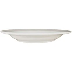 International Tableware York 28 Oz. Ivory (American White) Embossed Wide Rim Stoneware Pasta Bowl - 12/Case