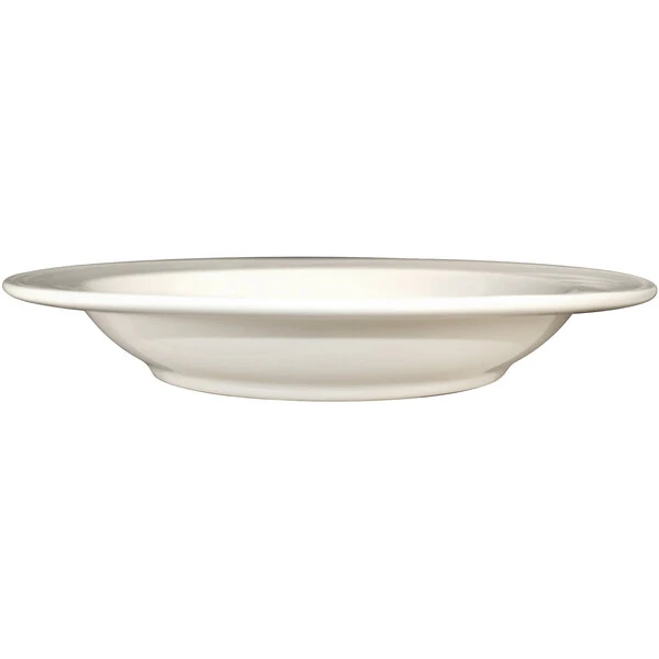 International Tableware York 16 Oz. Ivory (American White) Embossed Wide Rim Stoneware Soup Bowl - 12/Case 1 International Tableware York 16 Oz. Ivory (American White) Embossed Wide Rim Stoneware Soup Bowl - 12/Case