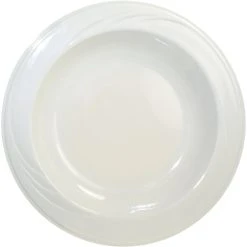 Alternative view of International Tableware York 16 Oz. Ivory (American White) Embossed Wide Rim Stoneware Soup Bowl - 12/Case