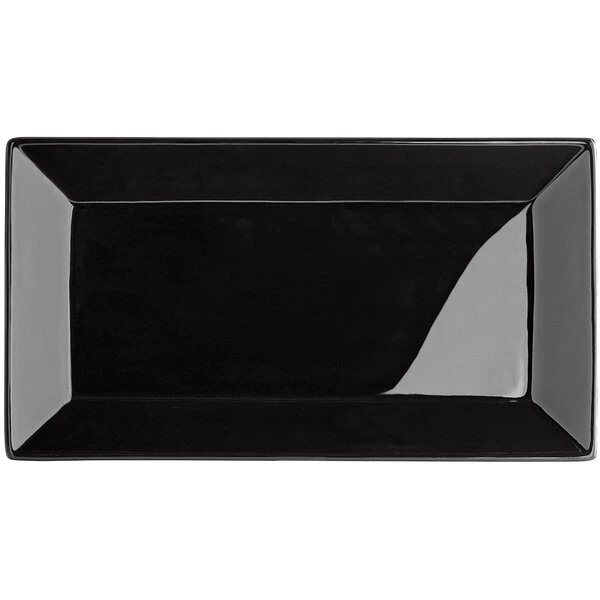 Acopa 13" X 7 1/4" Glossy Black Rectangular Stoneware Platter - 3/Pack 6 Acopa 13" X 7 1/4" Glossy Black Rectangular Stoneware Platter - 3/Pack - Image 6