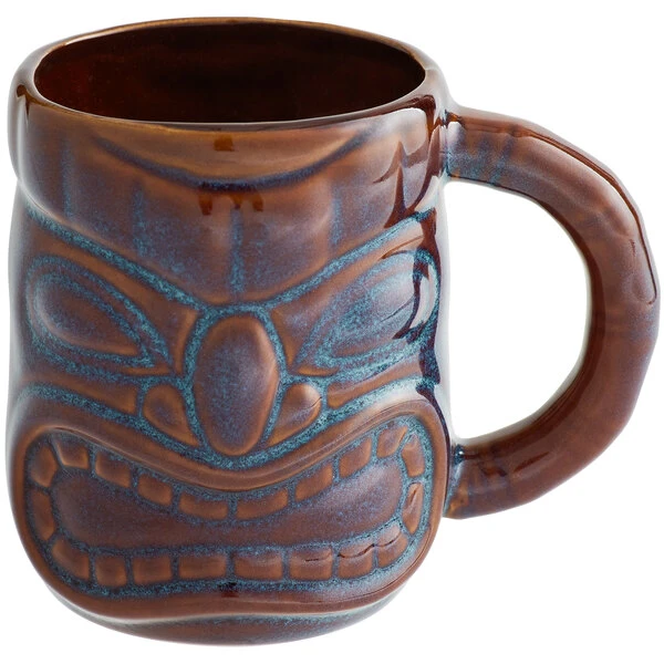 World Tableware 16 Oz. Brown Tiki Mug - 12/Case 2 World Tableware 16 Oz. Brown Tiki Mug - 12/Case - Image 2