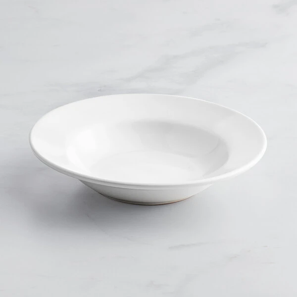 Acopa 10 Oz. Bright White Wide Rim Rolled Edge Rim Stoneware Soup And Pasta Bowl - 24/Case 2 Acopa 10 Oz. Bright White Wide Rim Rolled Edge Rim Stoneware Soup And Pasta Bowl - 24/Case - Image 2
