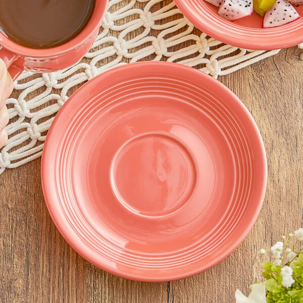Acopa Capri 6" Coral Reef Stoneware Saucer - 12/Pack 1 Acopa Capri 6" Coral Reef Stoneware Saucer - 12/Pack
