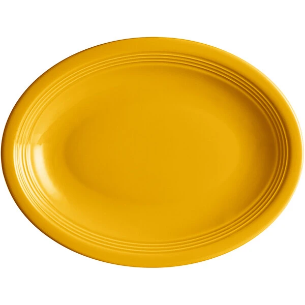 Sample - Acopa Capri 11 1/2" X 8 3/4" Mango Orange Oval Stoneware Coupe Platter 2 Sample - Acopa Capri 11 1/2" X 8 3/4" Mango Orange Oval Stoneware Coupe Platter - Image 2