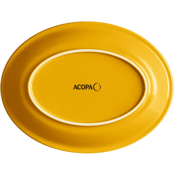 Sample - Acopa Capri 11 1/2" X 8 3/4" Mango Orange Oval Stoneware Coupe Platter 3 Sample - Acopa Capri 11 1/2" X 8 3/4" Mango Orange Oval Stoneware Coupe Platter - Image 3