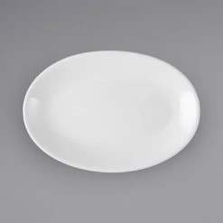 Acopa 13" X 10" Bright White Oval Coupe Stoneware Platter - 4/Pack -Acopa Sales 2295924