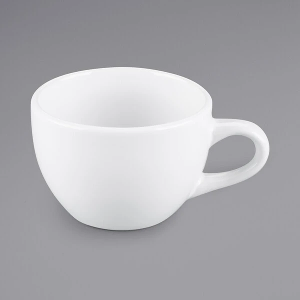 Acopa 7 Oz. Bright White Rolled Edge Stoneware Round Cup - 36/Case 2 Acopa 7 Oz. Bright White Rolled Edge Stoneware Round Cup - 36/Case - Image 2