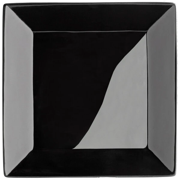 Acopa 9 1/4" Glossy Black Square Stoneware Plate - 12/Case 2 Acopa 9 1/4" Glossy Black Square Stoneware Plate - 12/Case - Image 2