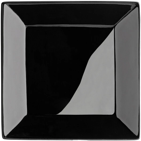 Acopa 8" Glossy Black Square Stoneware Plate - 4/Pack 6 Acopa 8" Glossy Black Square Stoneware Plate - 4/Pack - Image 6