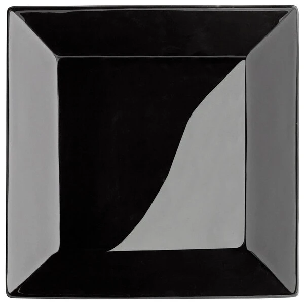Acopa 10" Glossy Black Square Stoneware Plate - 3/Pack 6 Acopa 10" Glossy Black Square Stoneware Plate - 3/Pack - Image 6