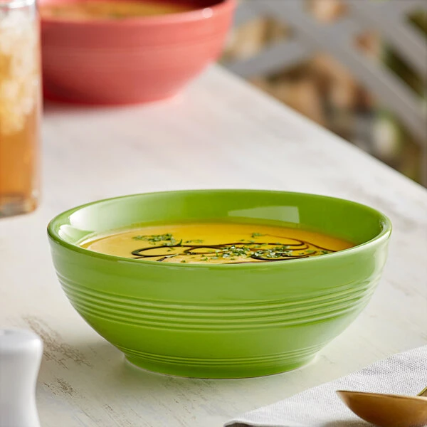 Acopa Capri 19 Oz. Bamboo Green Stoneware Bistro Bowl - 12/Case 1 Acopa Capri 19 Oz. Bamboo Green Stoneware Bistro Bowl - 12/Case