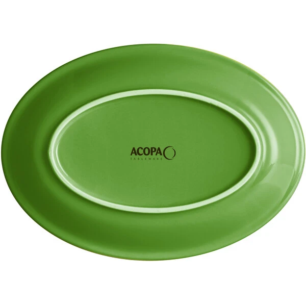 Sample- Acopa Capri 9 3/4" X 7" Palm Green Oval Stoneware Coupe Platter 3 Sample- Acopa Capri 9 3/4" X 7" Palm Green Oval Stoneware Coupe Platter - Image 3
