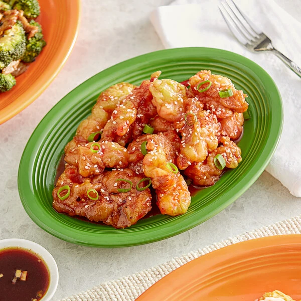 Sample- Acopa Capri 9 3/4" X 7" Palm Green Oval Stoneware Coupe Platter 1 Sample- Acopa Capri 9 3/4" X 7" Palm Green Oval Stoneware Coupe Platter