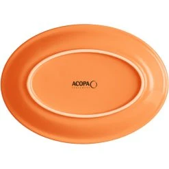 Sample - Acopa Capri 9 3/4" X 7" Valencia Orange Oval Stoneware Coupe Platter 7 Sample - Acopa Capri 9 3/4" X 7" Valencia Orange Oval Stoneware Coupe Platter -Acopa Sales 2324269