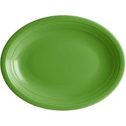 Alternative view of Sample - Acopa Capri 11 1/2" X 8 3/4" Palm Green Oval Stoneware Coupe Platter