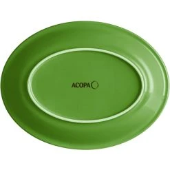 Sample - Acopa Capri 11 1/2" X 8 3/4" Palm Green Oval Stoneware Coupe Platter -Acopa Sales 2324274