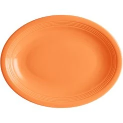 Alternative view of Sample - Acopa Capri 11 1/2" X 8 3/4" Valencia Orange Oval Stoneware Coupe Platter