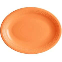 Alternative view of Sample - Acopa Capri 13 3/4" X 10 1/2" Valencia Orange Oval Stoneware Coupe Platter