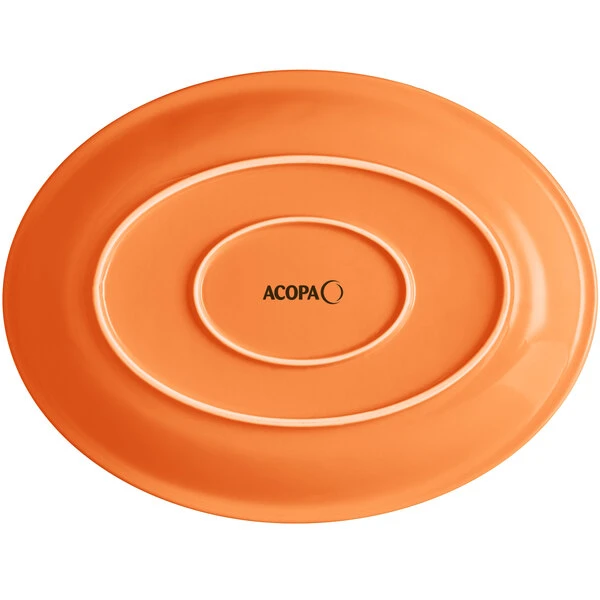 Sample - Acopa Capri 13 3/4" X 10 1/2" Valencia Orange Oval Stoneware Coupe Platter 3 Sample - Acopa Capri 13 3/4" X 10 1/2" Valencia Orange Oval Stoneware Coupe Platter - Image 3