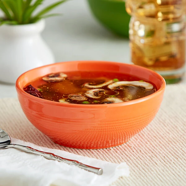 Sample - Acopa Capri 19 Oz. Valencia Orange Stoneware Bistro Bowl 1 Sample - Acopa Capri 19 Oz. Valencia Orange Stoneware Bistro Bowl