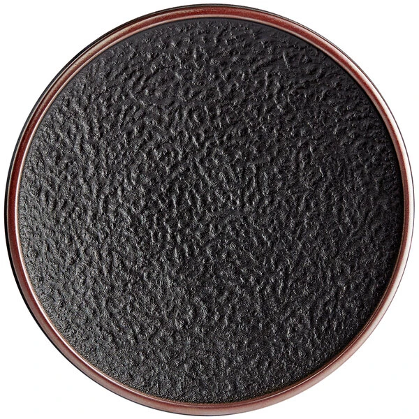 Sample - Acopa Heika 11" Black Matte Textured Coupe Stoneware Plate 2 Sample - Acopa Heika 11" Black Matte Textured Coupe Stoneware Plate - Image 2