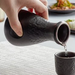 Sample - Acopa Heika 8.5 Oz. Black Matte Textured Stoneware Sake Bottle