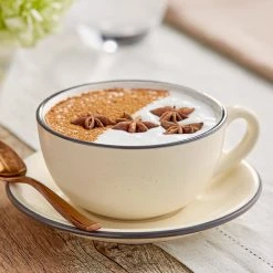 Acopa Embers 12 Oz. Cream White Matte Stoneware Cup - 24/Case