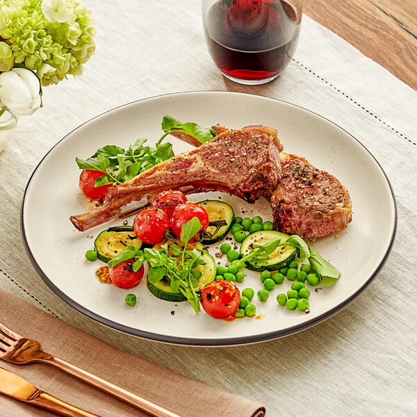 Acopa Embers 10 3/4" Cream White Matte Coupe Stoneware Plate - 12/Case 1 Acopa Embers 10 3/4" Cream White Matte Coupe Stoneware Plate - 12/Case