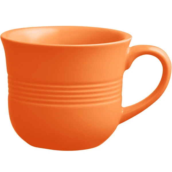 Sample- Acopa Capri 8 Oz. Valencia Orange Stoneware Cup 2 Sample- Acopa Capri 8 Oz. Valencia Orange Stoneware Cup - Image 2