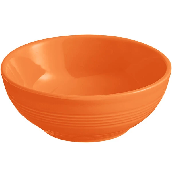 Sample - Acopa Capri 13 Oz. Valencia Orange Stoneware Nappie Bowl 2 Sample - Acopa Capri 13 Oz. Valencia Orange Stoneware Nappie Bowl - Image 2